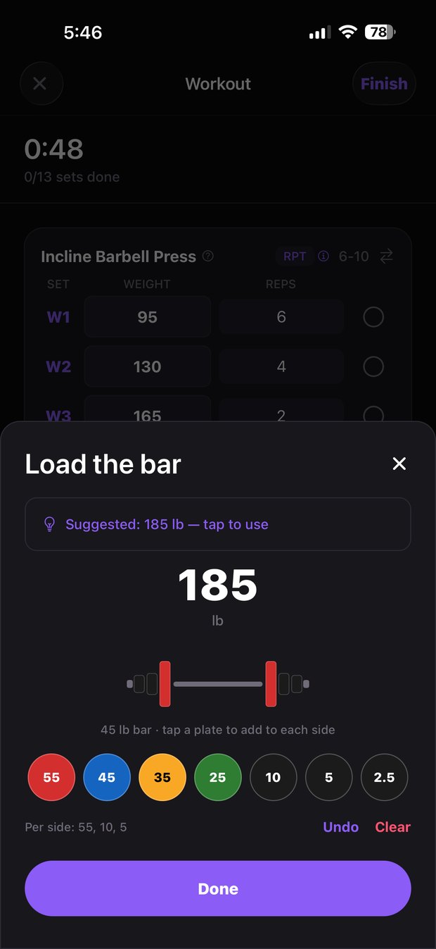 Mythikos workout logger with plate calculator
